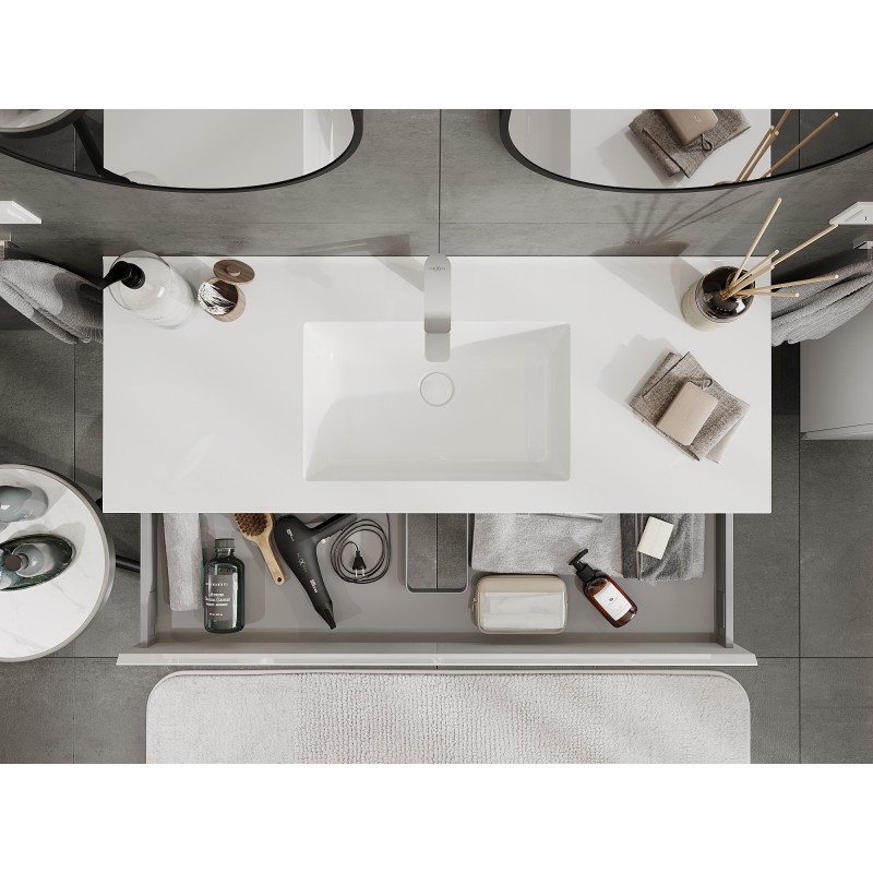 Mexen Orio kúpeľňová skrinka 120 cm s umývadlom Otis, 1 zásuvka, biely lesk - 91A10-12023-1-BF00-W18M00