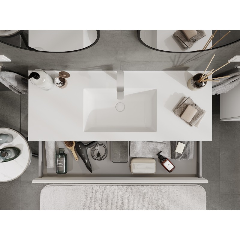 Mexen Orio kúpeľňová skrinka 120 cm s umývadlom Otis, 1 zásuvka, biela matná - 91A10-12023-1-BF01-W18M01