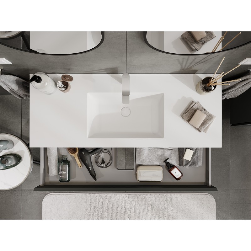 Mexen Orio kúpeľňová skrinka 120 cm s umývadlom Otis, 1 zásuvka, grafit mat/biela mat - 91A10-12023-1-BF66-W18M01