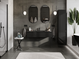 Mexen Orio kúpeľňová skrinka 120 cm s umývadlom Otis, 1 zásuvka, čierny lesk/čierny mat - 91A10-12023-1-BF70-W18M71