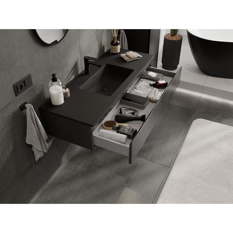 Mexen Orio kúpeľňová skrinka 120 cm s umývadlom Otis, 1 zásuvka, čierna matná - 91A10-12023-1-BF71-W18M71