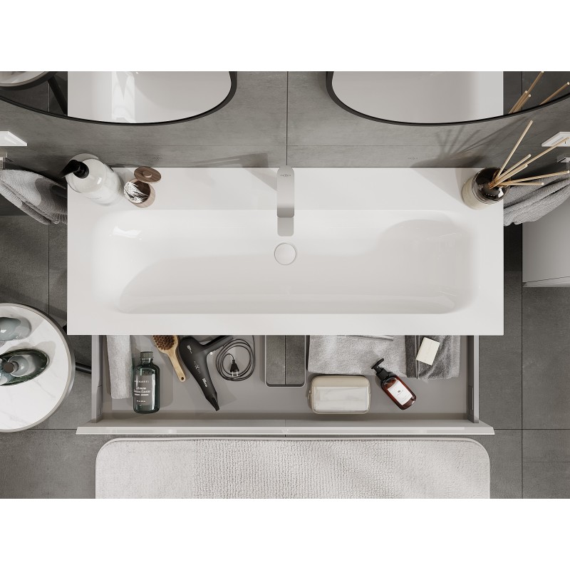 Mexen Orio kúpeľňová skrinka 120 cm s umývadlom Vela, 1 zásuvka, biely lesk - 91A10-12023-1-BF00-W23M00