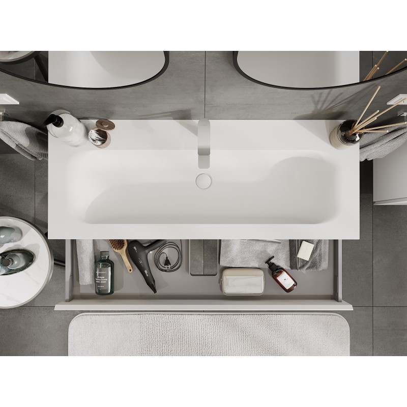 Mexen Orio kúpeľňová skrinka 120 cm s umývadlom Vela, 1 zásuvka, biela matná - 91A10-12023-1-BF01-W23M01