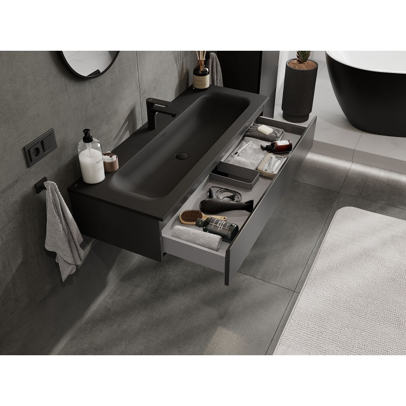 Mexen Orio kúpeľňová skrinka 120 cm s umývadlom Vela, 1 zásuvka, čierna matná - 91A10-12023-1-BF71-W23M71