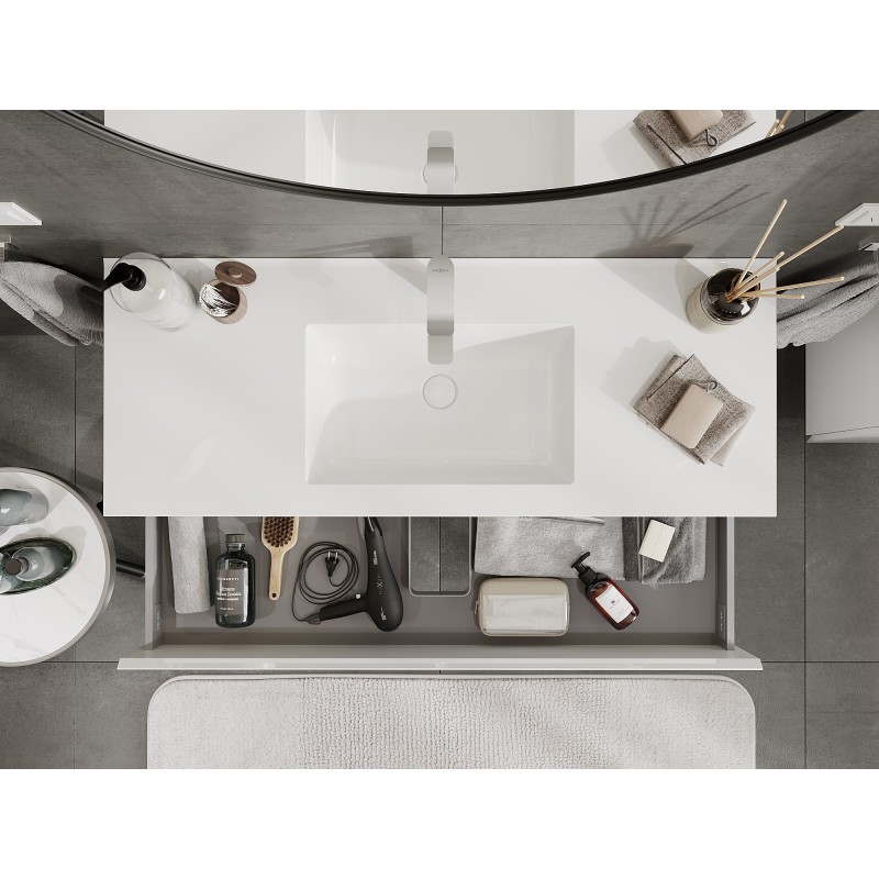 Mexen Orio kúpeľňová skrinka 120 cm s umývadlom Otis, 2 zásuvky, biely lesk - 91A10-12047-2-BFF00-W18M00