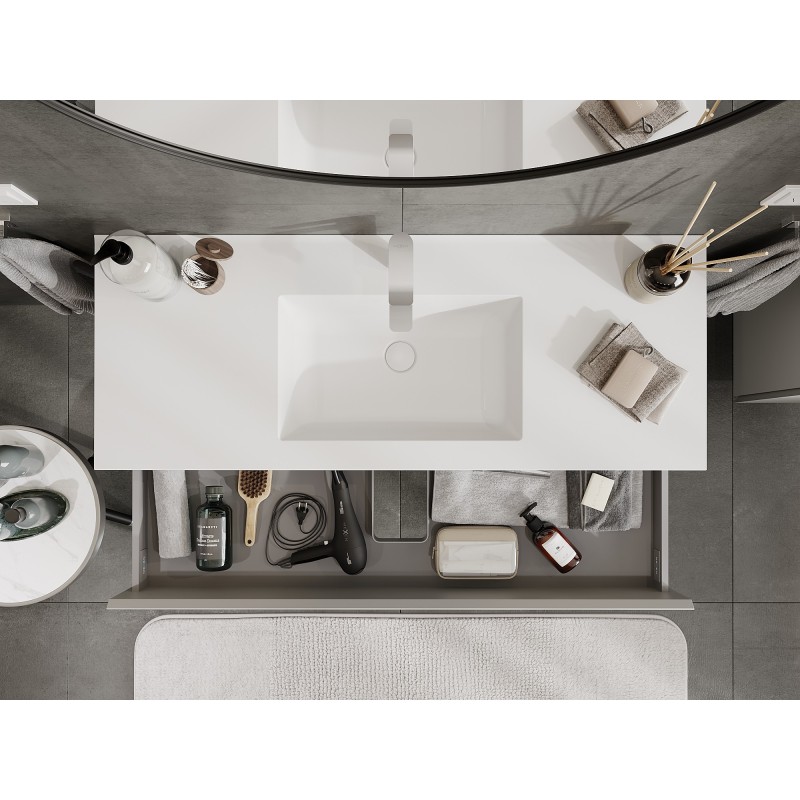 Mexen Orio kúpeľňová skrinka 120 cm s umývadlom Otis, 2 zásuvky, sivá matná/biela matná - 91A10-12047-2-BFF62-W18M01