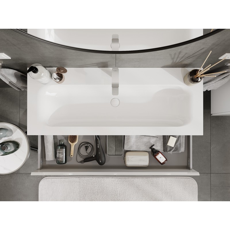 Mexen Orio kúpeľňová skrinka 120 cm s umývadlom Vela, 2 zásuvky, biely lesk - 91A10-12047-2-BFF00-W23M00