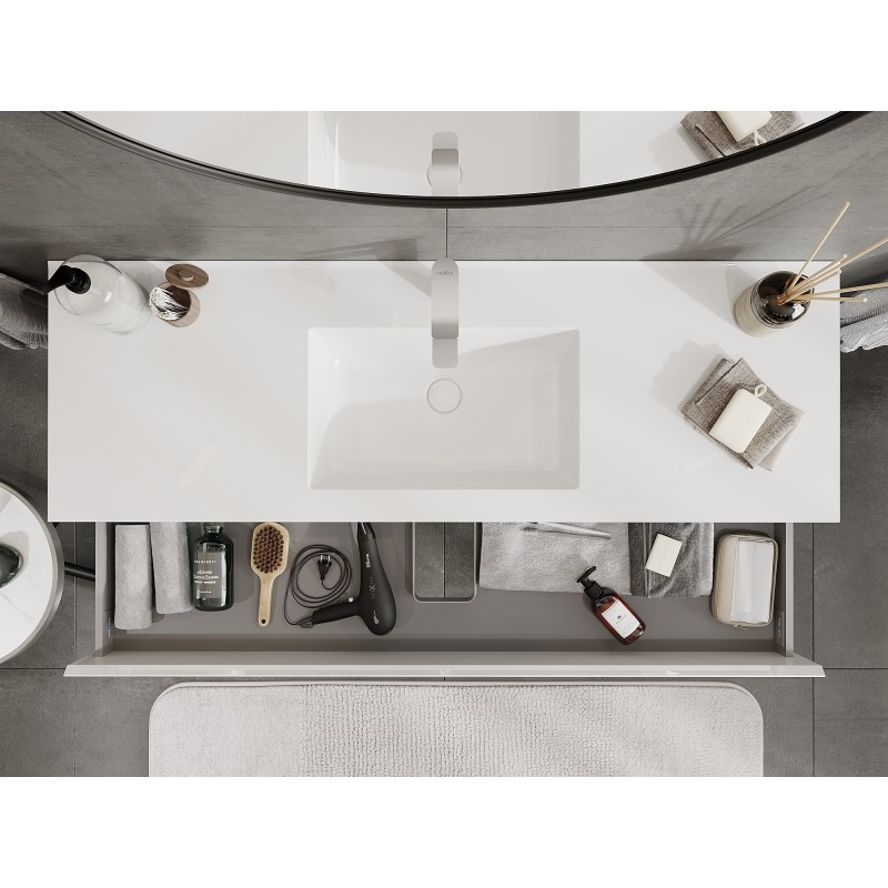 Mexen Orio kúpeľňová skrinka 140 cm s umývadlom Otis, 2 zásuvky, biely lesk - 91A10-14047-2-BFF00-W18M00