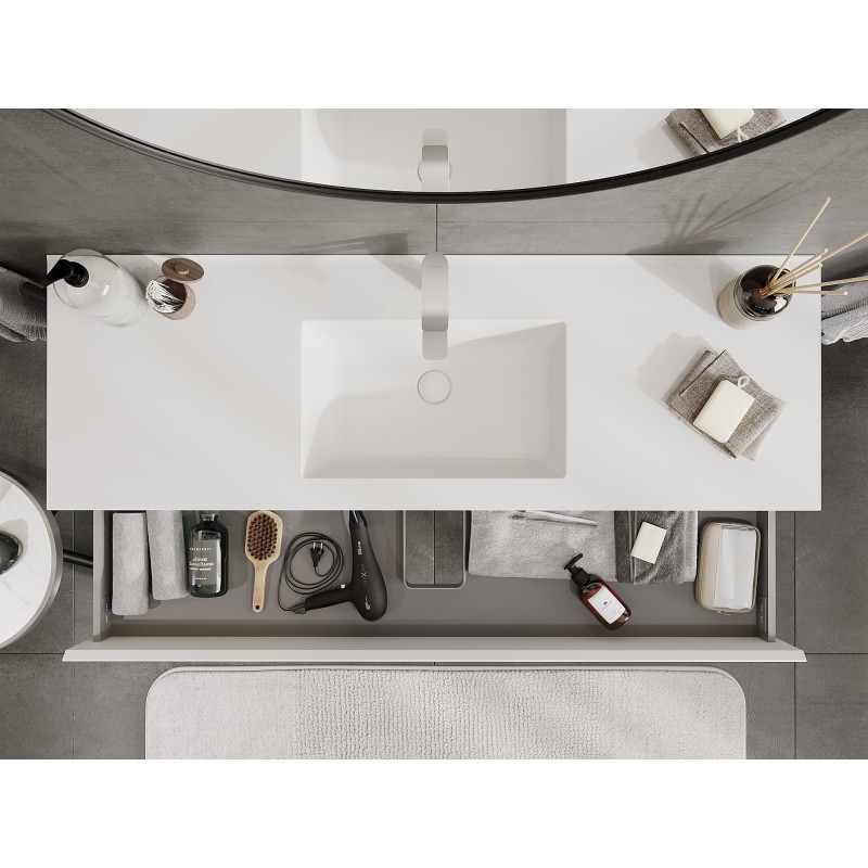 Mexen Orio kúpeľňová skrinka 140 cm s umývadlom Otis, 2 zásuvky, biela matná - 91A10-14047-2-BFF01-W18M01