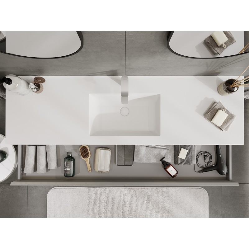 Mexen Orio kúpeľňová skrinka 160 cm s umývadlom Otis, 1 zásuvka, sivá matná/biela matná - 91A10-16023-1-BF62-W18M01