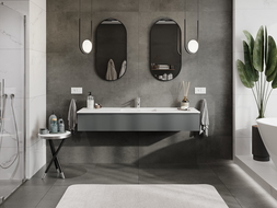 Mexen Orio kúpeľňová skrinka 160 cm s umývadlom Otis, 1 zásuvka, grafit mat/biela mat - 91A10-16023-1-BF66-W18M01