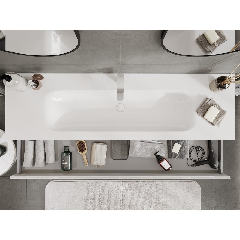 Mexen Orio kúpeľňová skrinka 160 cm s umývadlom Vela, 1 zásuvka, biely lesk - 91A10-16023-1-BF00-W23M00