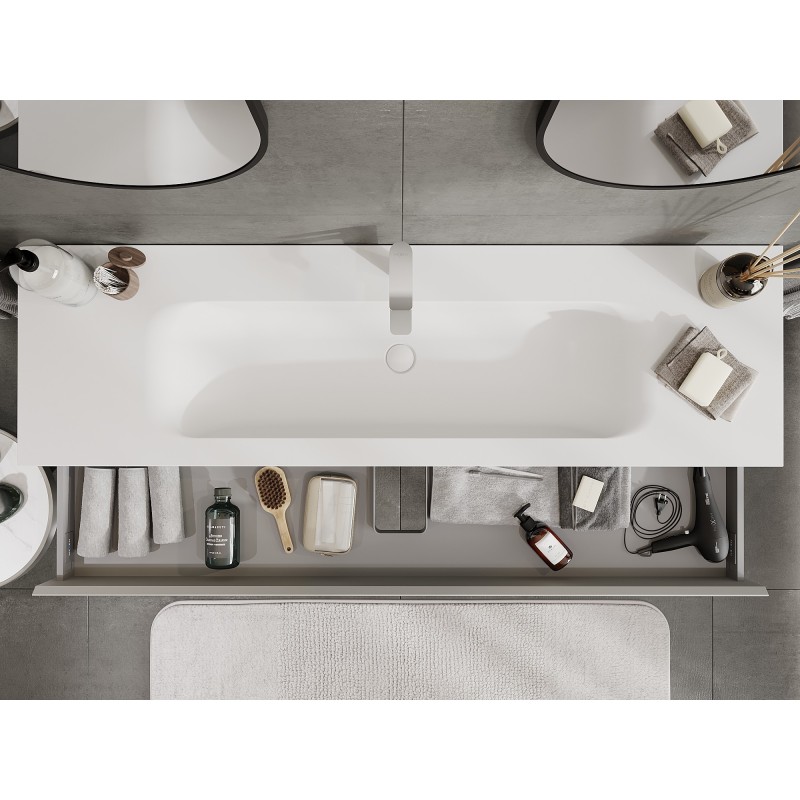 Mexen Orio kúpeľňová skrinka 160 cm s umývadlom Vela, 1 zásuvka, sivá matná/biela matná - 91A10-16023-1-BF62-W23M01