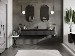 Mexen Orio kúpeľňová skrinka 160 cm s umývadlom Vela, 1 zásuvka, čierna matná - 91A10-16023-1-BF71-W23M71