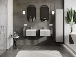 Mexen Rivel kúpeľňová skrinka 50 cm s umývadlom Otis, 1 zásuvka, ryhovaná, šedá matná/biela matná - 91A20-05023-1-BF62-W18M01