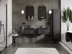 Mexen Rivel kúpeľňová skrinka 50 cm s umývadlom Otis, 1 zásuvka, ryhovaná, čierny mat - 91A20-05023-1-BF71-W18M71