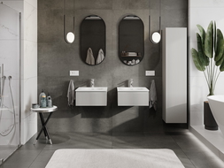 Mexen Rivel kúpeľňová skrinka 50 cm s umývadlom Vela, 1 zásuvka, drážkovaná, sivá matná/biela matná - 91A20-05023-1-BF62-W23M01