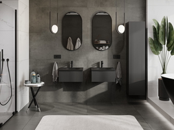 Mexen Rivel kúpeľňová skrinka 50 cm s umývadlom Vela, 1 zásuvka, ryhovaná, čierna mat - 91A20-05023-1-BF71-W23M71