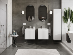 Mexen Rivel kúpeľňová skrinka 50 cm s umývadlom Otis, 1 zásuvka, ryhovaná, biela matná - 91A20-05047-1-BF01-W18M01