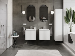 Mexen Rivel kúpeľňová skrinka 50 cm s umývadlom Vela, 1 zásuvka, ryhovaná, biela mat - 91A20-05047-1-BF01-W23M01