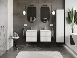 Mexen Rivel kúpeľňová skrinka 50 cm s umývadlom Vela, 2 zásuvky, ryhovaná, biela matná - 91A20-05047-2-BFF01-W23M01