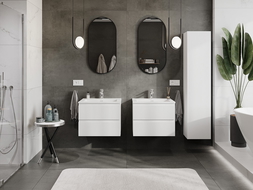 Mexen Rivel kúpeľňová skrinka 60 cm s umývadlom Otis, 2 zásuvky, ryhovaná , biela matná - 91A20-06047-2-BFF01-W18M01