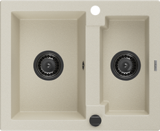 Mexen Carlos žulový drez 1,5-komorový 582 x 475 mm, béžový, čierny sifón - 6518581500-69-B