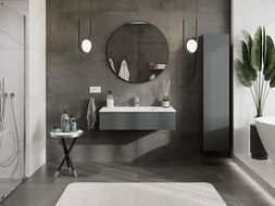 Mexen Rivel kúpeľňová skrinka 100 cm s umývadlom Otis, 1 zásuvka, ryhovaná, grafit mat/biela mat - 91A20-10023-1-BF66-W18M01