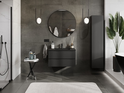 Mexen Orio kúpeľňová skrinka 80 cm s umývadlom Otis, 2 zásuvky, čierna matná - 91A10-08047-2-BFF71-W18M71