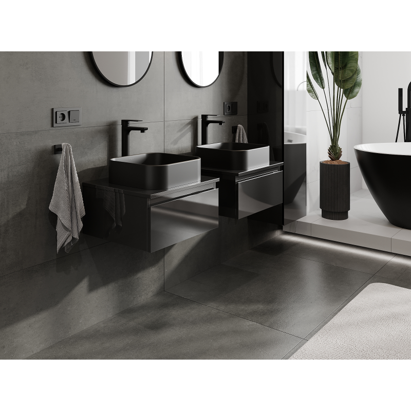 Mexen Orio kúpeľňová skrinka pod umývadlo 50 cm, 1 zásuvka, čierny lesk - 91A10-05023-1-BF70