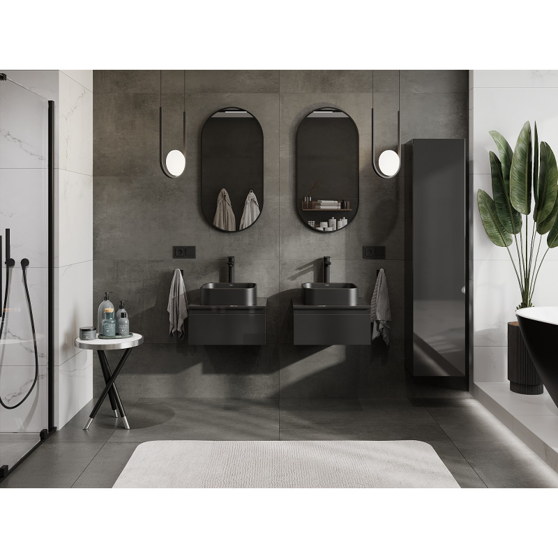 Mexen Orio kúpeľňová skrinka pod umývadlo 50 cm, 1 zásuvka, čierny lesk - 91A10-05023-1-BF70