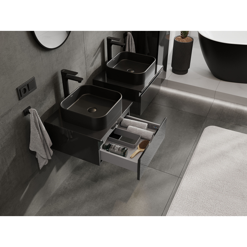 Mexen Orio kúpeľňová skrinka pod umývadlo 50 cm, 1 zásuvka, čierny lesk - 91A10-05023-1-BF70