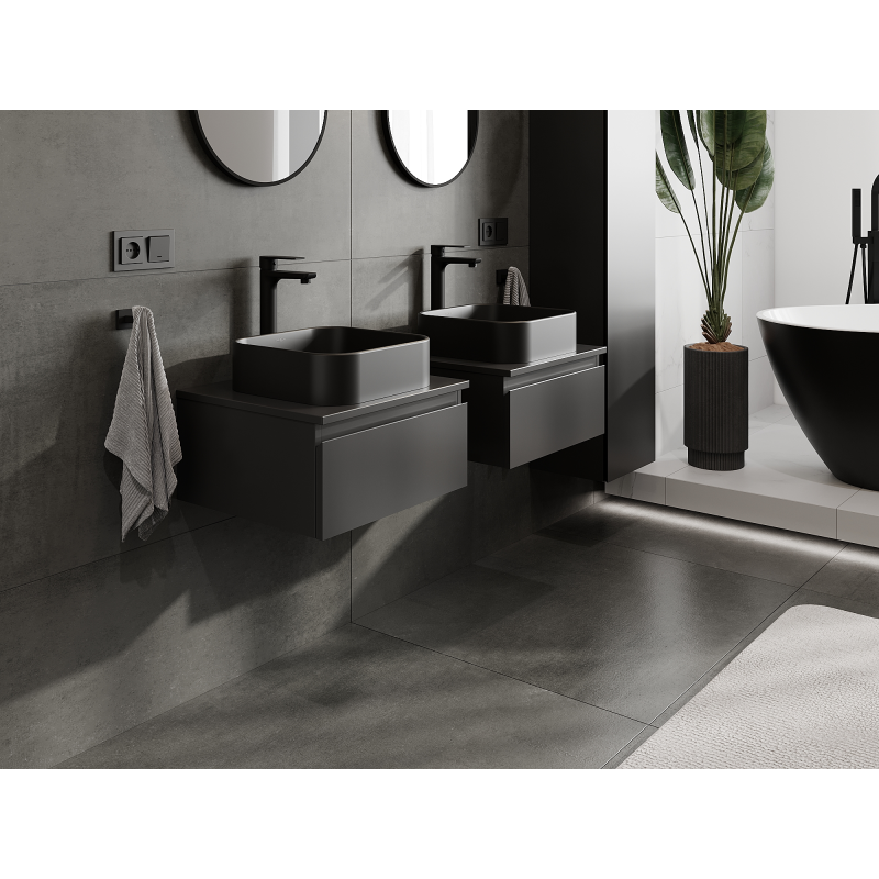 Mexen Orio kúpeľňová skrinka pod umývadlo 50 cm, 1 zásuvka, čierna matná - 91A10-05023-1-BF71