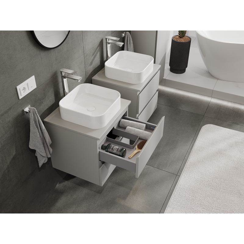 Mexen Orio kúpeľňová skrinka pod umývadlo 50 cm, 2 zásuvky, sivá matná - 91A10-05047-2-BFF62