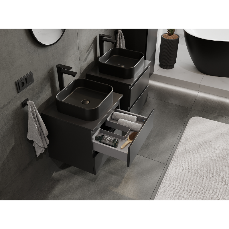 Mexen Orio kúpeľňová skrinka pod umývadlo 50 cm, 2 zásuvky, čierna matná - 91A10-05047-2-BFF71