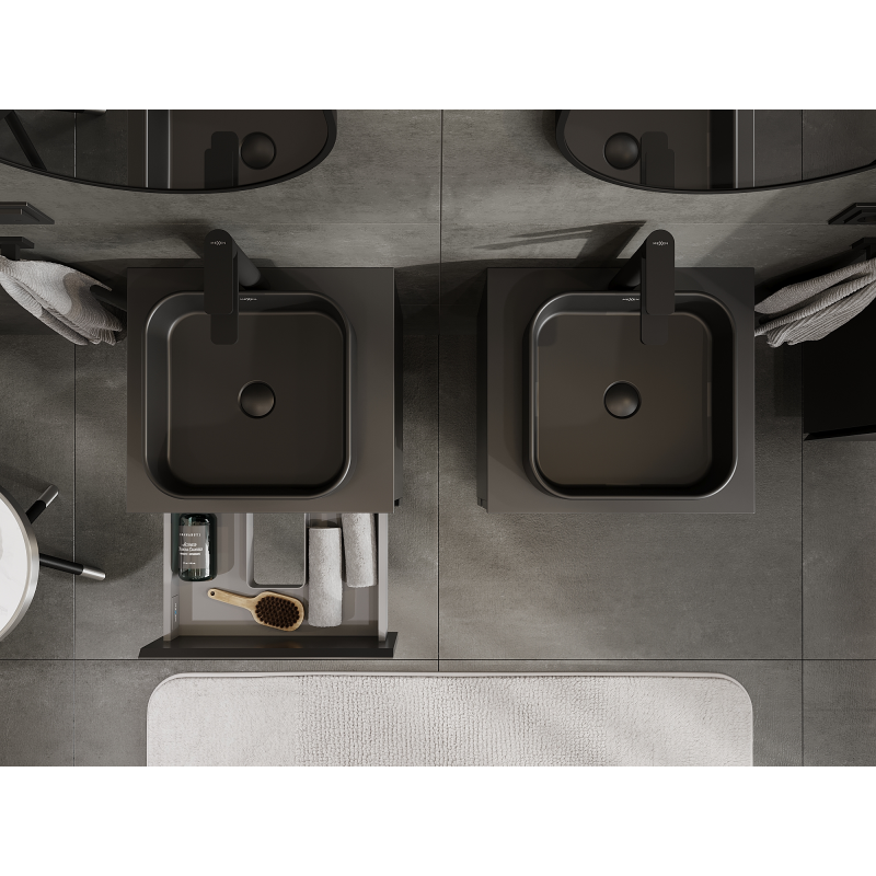 Mexen Orio kúpeľňová skrinka pod umývadlo 50 cm, 2 zásuvky, čierna matná - 91A10-05047-2-BFF71