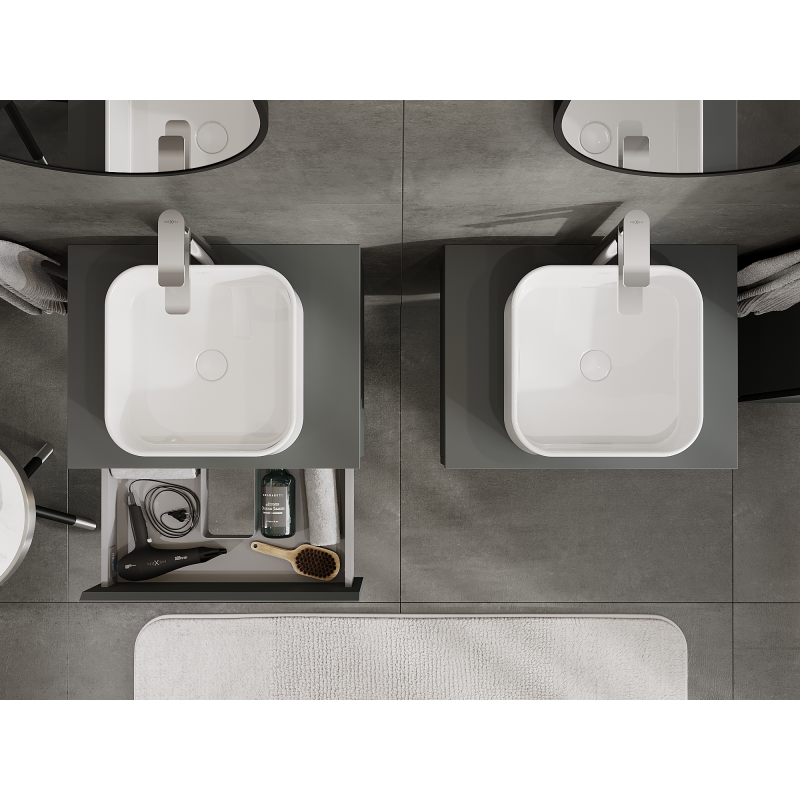 Mexen Orio kúpeľňová skrinka pod umývadlo 60 cm, 1 zásuvka, grafit mat - 91A10-06023-1-BF66