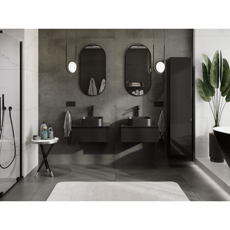 Mexen Orio kúpeľňová skrinka pod umývadlo 60 cm, 1 zásuvka, čierny lesk - 91A10-06023-1-BF70