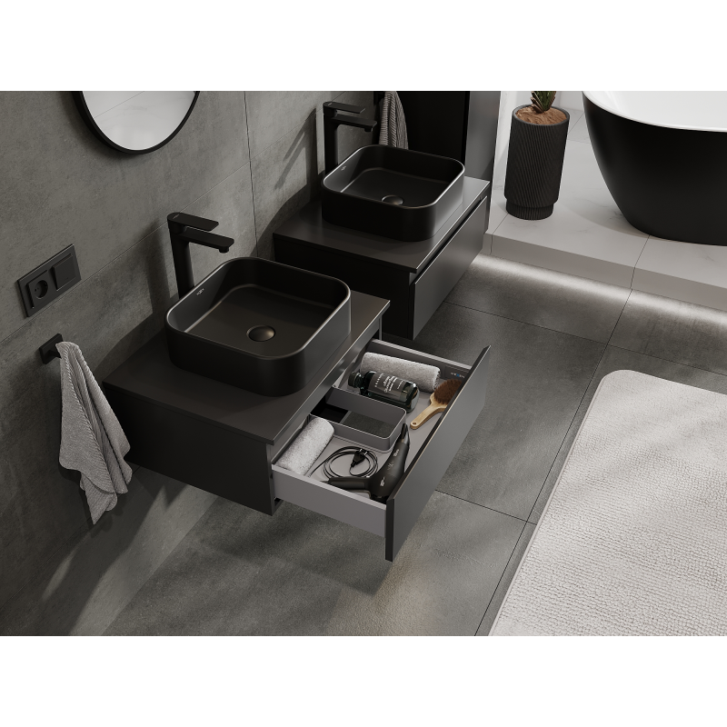 Mexen Orio kúpeľňová skrinka pod umývadlo 60 cm, 1 zásuvka, čierna matná - 91A10-06023-1-BF71