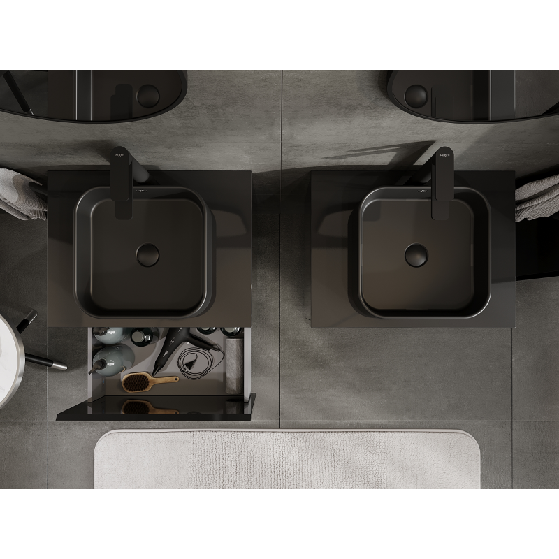 Mexen Orio kúpeľňová skrinka pod umývadlo 60 cm, 1 zásuvka, čierny lesk - 91A10-06047-1-BF70