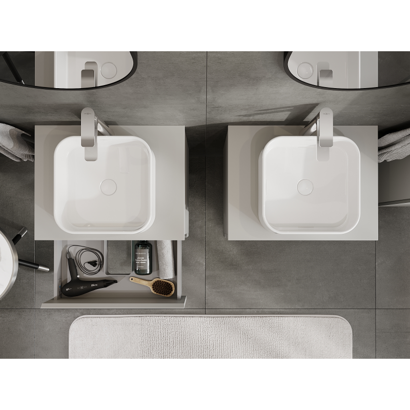 Mexen Orio kúpeľňová skrinka pod umývadlo 60 cm, 2 zásuvky, sivá matná - 91A10-06047-2-BFF62