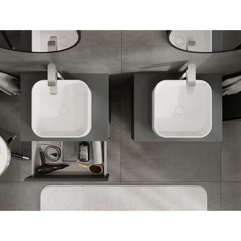 Mexen Orio kúpeľňová skrinka pod umývadlo 60 cm, 2 zásuvky, grafit mat - 91A10-06047-2-BFF66