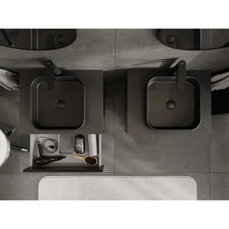 Mexen Orio kúpeľňová skrinka pod umývadlo 60 cm, 2 zásuvky, čierna matná - 91A10-06047-2-BFF71