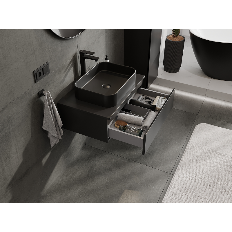 Mexen Orio kúpeľňová skrinka pod umývadlo 70 cm, 1 zásuvka, čierna matná - 91A10-07023-1-BF71