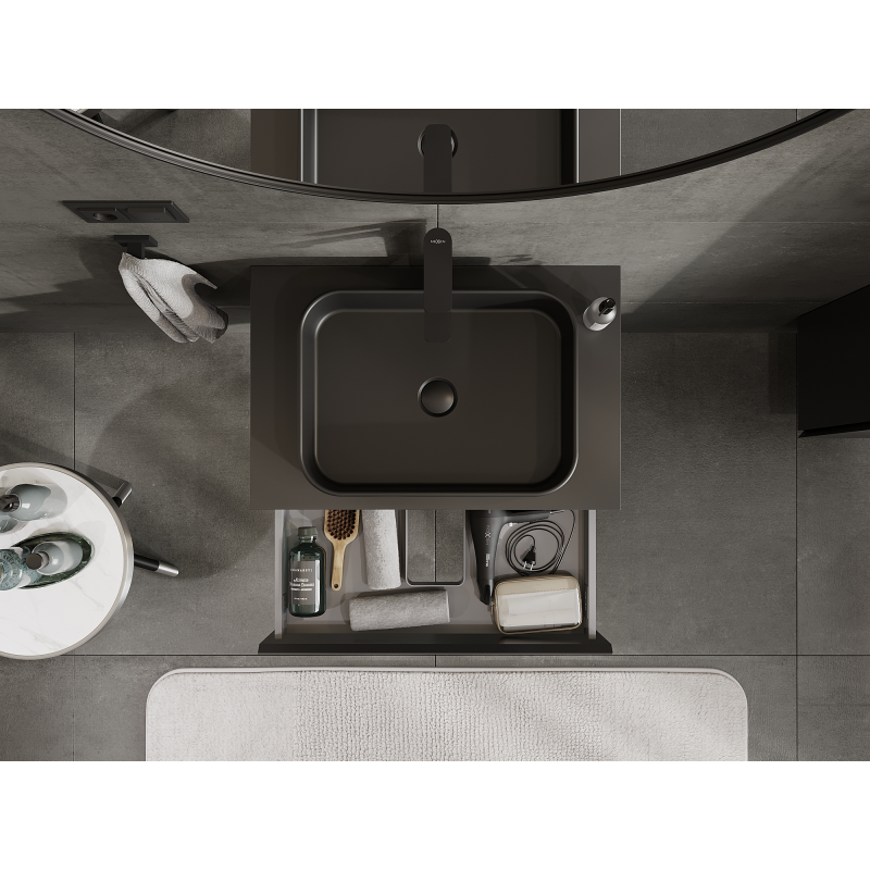 Mexen Orio kúpeľňová skrinka pod umývadlo 70 cm, 1 zásuvka, čierna matná - 91A10-07023-1-BF71