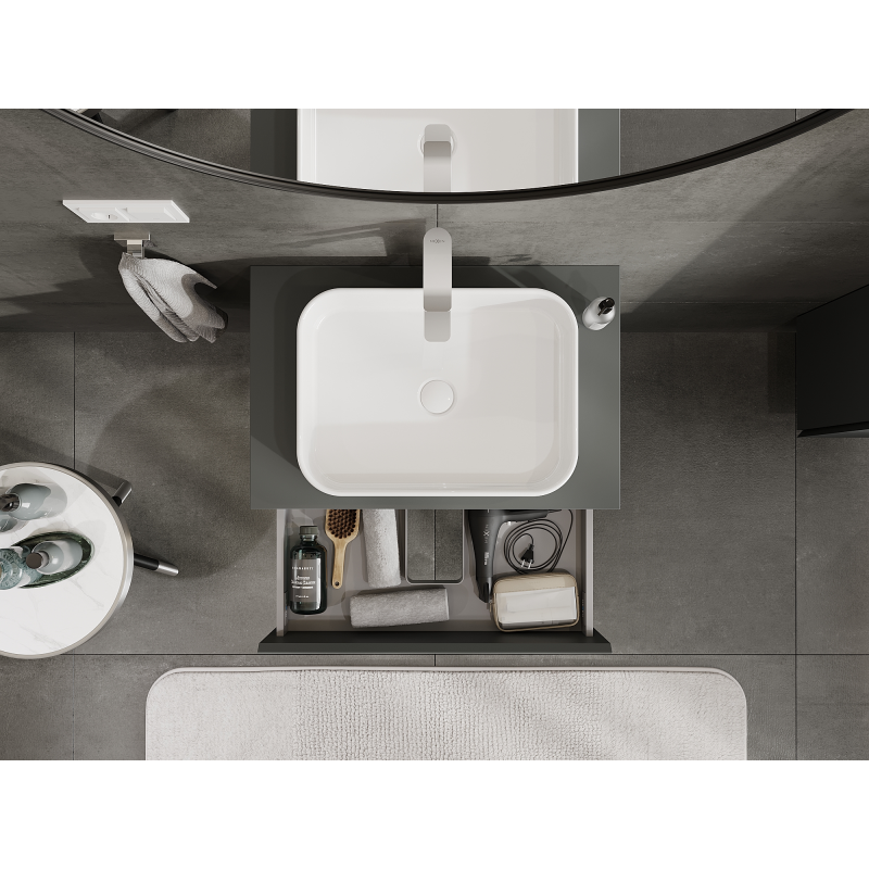 Mexen Orio kúpeľňová skrinka pod umývadlo 70 cm, 2 zásuvky, grafit mat - 91A10-07047-2-BFF66