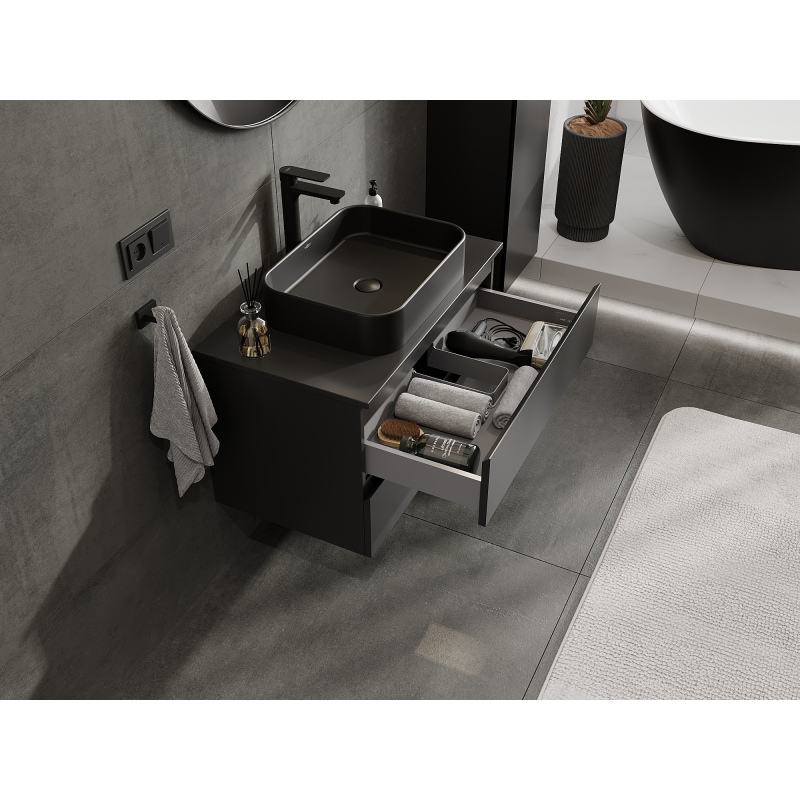 Mexen Orio kúpeľňová skrinka pod umývadlo 80 cm, 2 zásuvky, čierna matná - 91A10-08047-2-BFF71