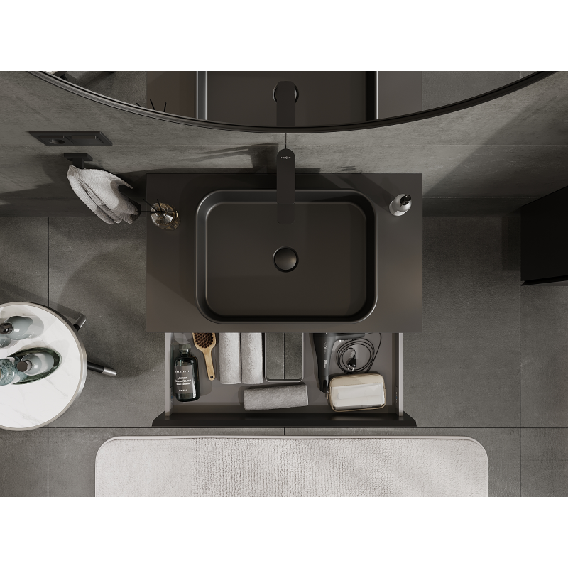 Mexen Orio kúpeľňová skrinka pod umývadlo 80 cm, 2 zásuvky, čierna matná - 91A10-08047-2-BFF71