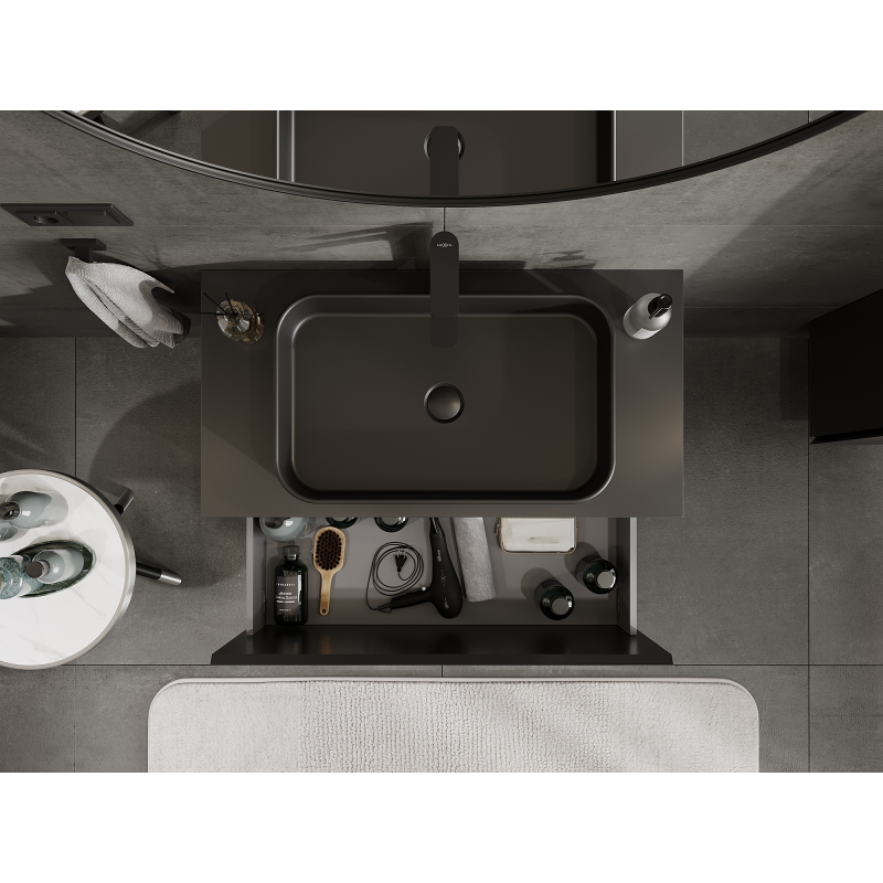 Mexen Orio kúpeľňová skrinka pod umývadlo 90 cm, 1 zásuvka, čierna matná - 91A10-09047-1-BF71