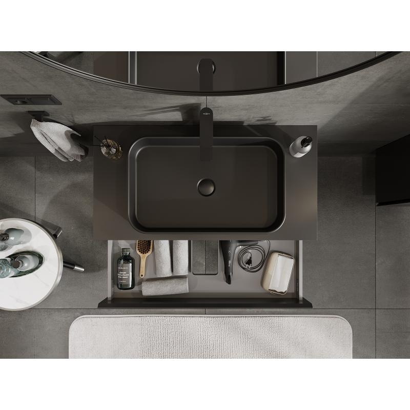 Mexen Orio kúpeľňová skrinka pod umývadlo 90 cm, 2 zásuvky, čierna matná - 91A10-09047-2-BFF71